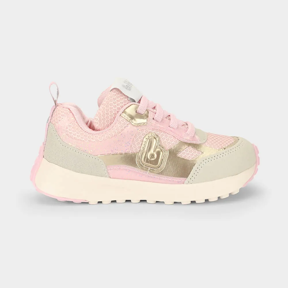 Tênis Infantil Bibi Jogging Rosa com Dourado